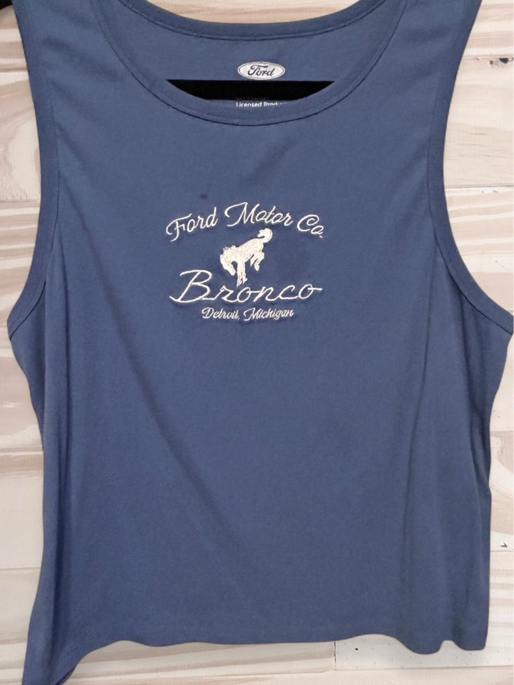 Women’s Bronco graphic tank top in blue. 
Size XXL